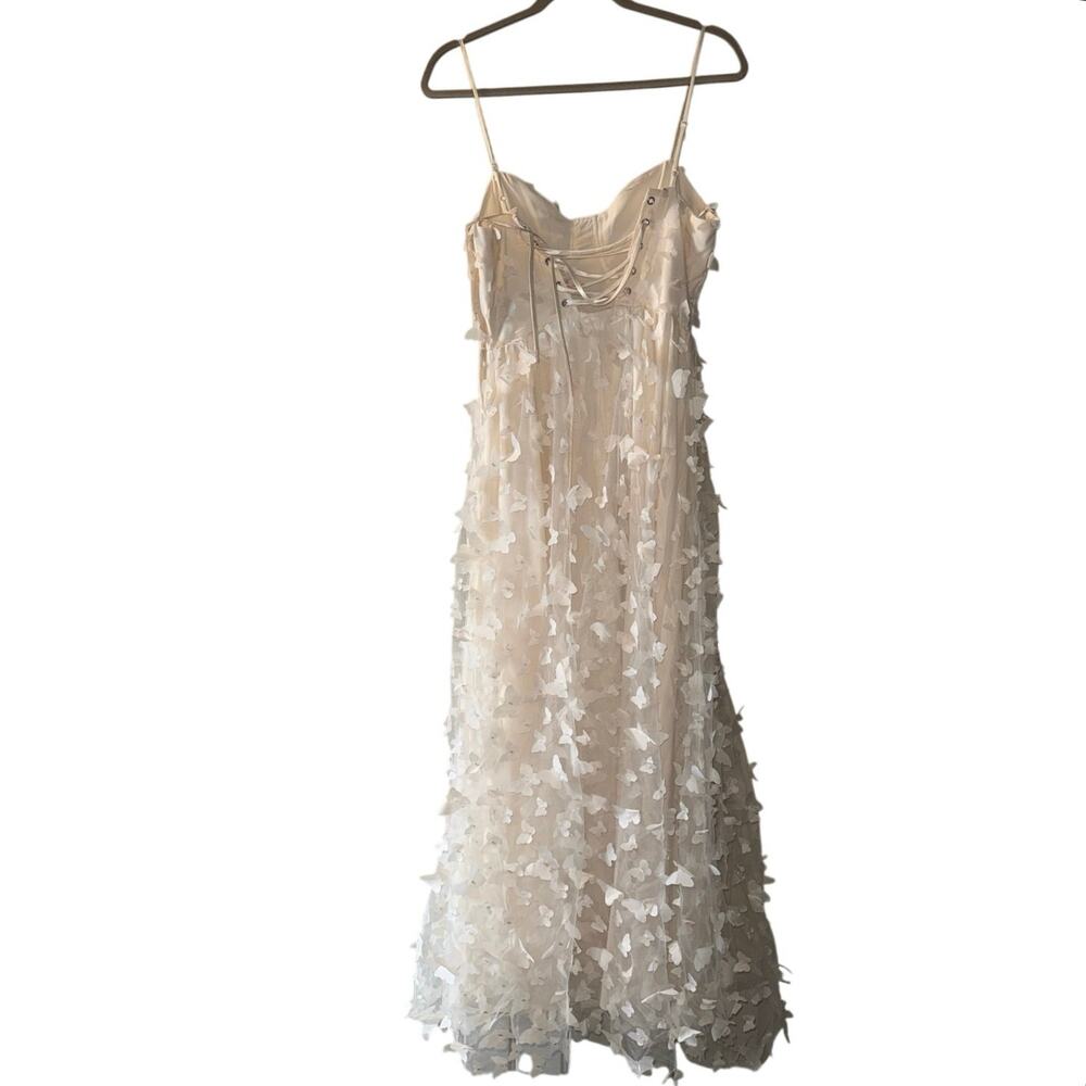 NWT NATASHA BUTTERFLY MESH LACE UP MIDI DRESS - CREAM SIZE SMALL BRIDAL WEDDING - Picture 8 of 9